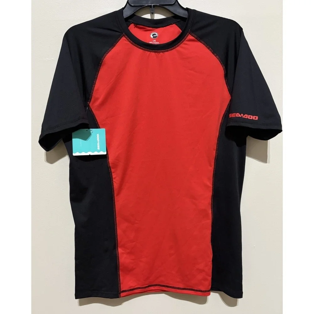 BRP Sea-Doo Rash Guard Shirt Men's Large Lava Red UV50 Water Sports NWT